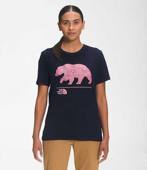 Camiseta The North Face Bearscape Mujer Azul Marino | 4916752-LZ