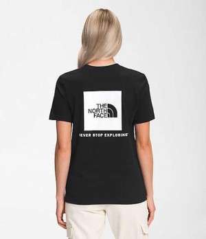 Camiseta The North Face Box NSE Mujer Negras Blancas | 9285347-RZ