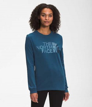 Camiseta The North Face Half Dome Mujer Azules | 0672841-FJ
