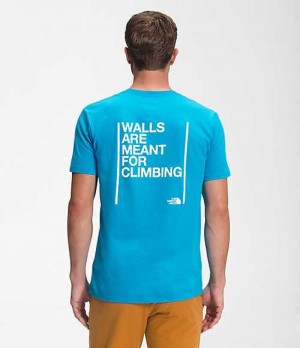 Camiseta The North Face Walls Hombre Azules | 4123605-PM