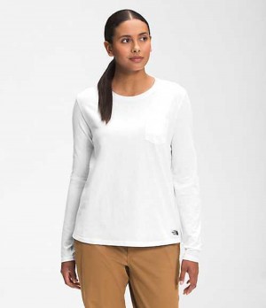 Camiseta The North Face Woodmont Mujer Blancas | 1063529-NB