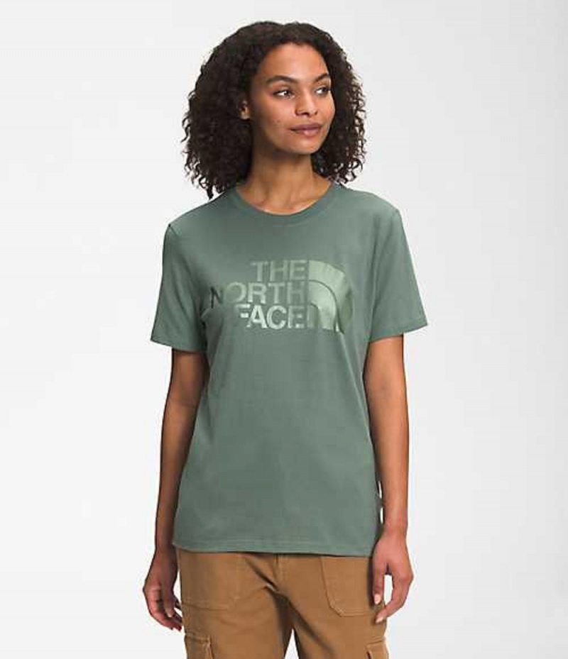 Camiseta The North Face Half Dome Mujer Verde | 9360251-TP