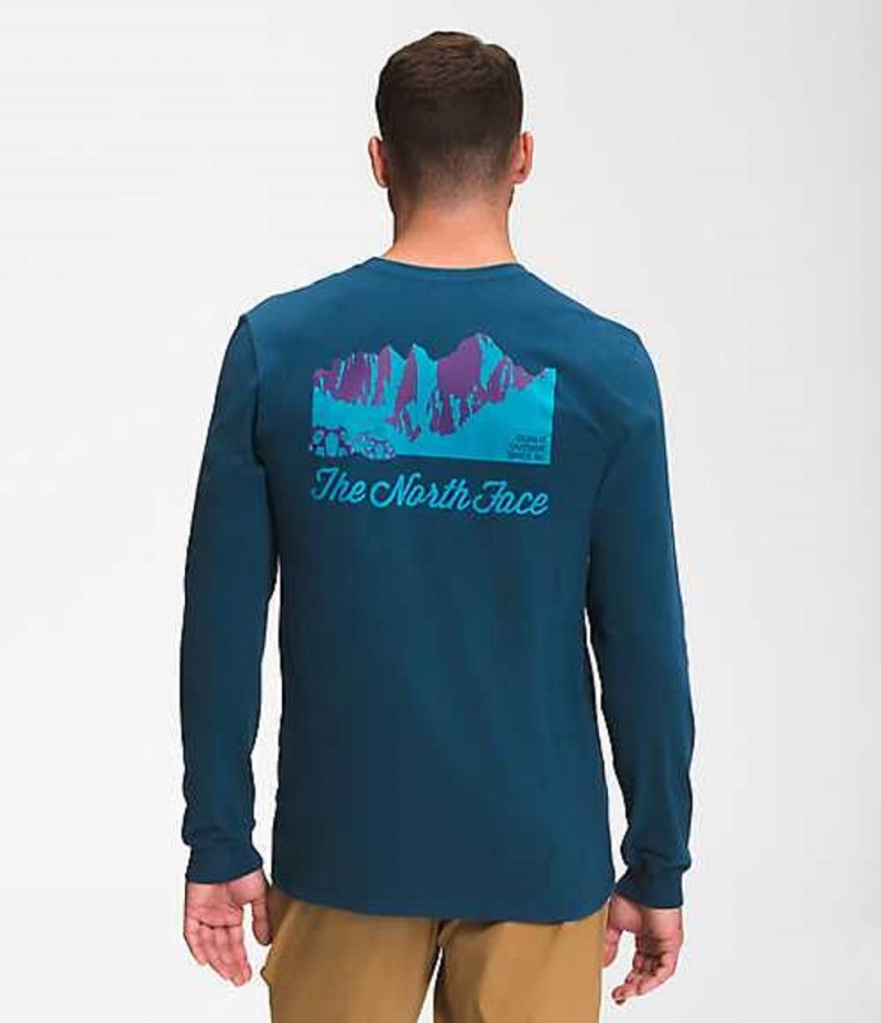 Camiseta The North Face Mountain Hombre Azules | 6284531-SF