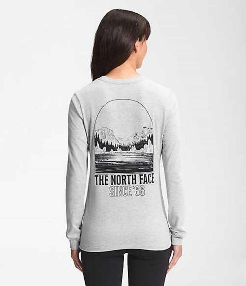 Camiseta The North Face Mountain Mujer Gris Claro | 3147652-QC