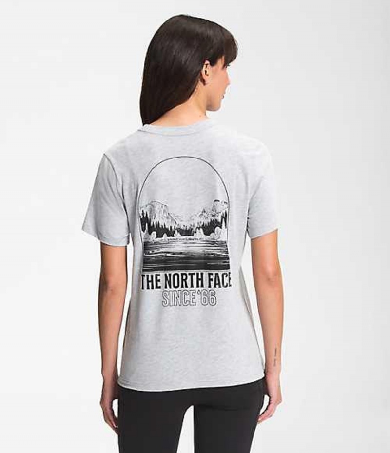 Camiseta The North Face Mountain Mujer Gris Claro | 1049758-SB