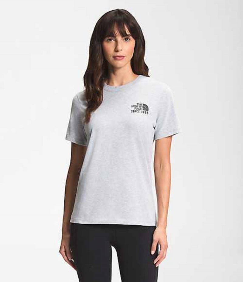 Camiseta The North Face Mountain Mujer Gris Claro | 1049758-SB