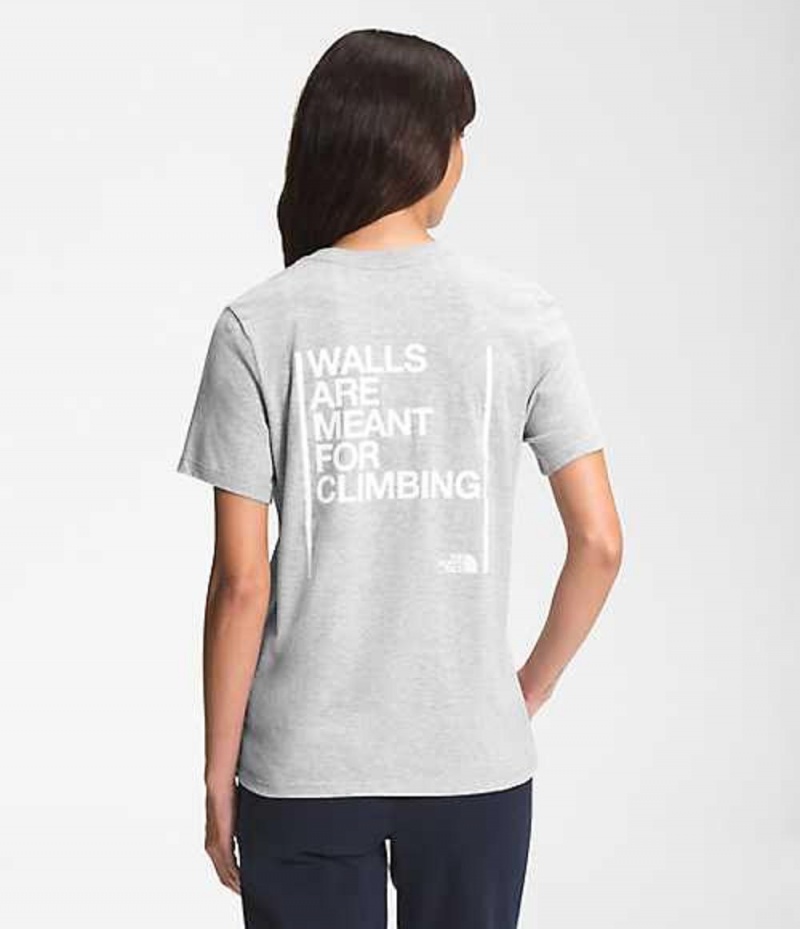 Camiseta The North Face Walls Mujer Gris Claro | 4529168-PI