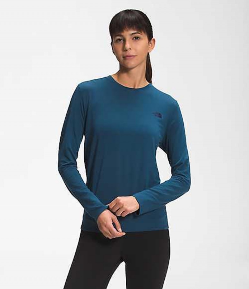 Camiseta The North Face Wander Mujer Azules | 3610458-HA