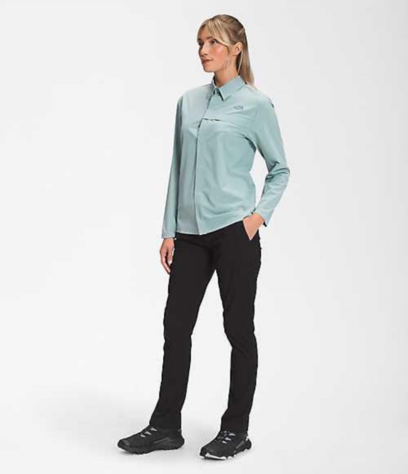 Shirts The North Face First Trail Mujer Plateadas Azules | 9328014-DU